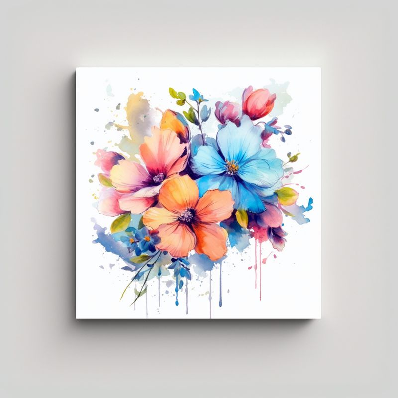 GENERICO - Cuadro Abstracto De Flores Primaverales: Armonía 60x60 Cm