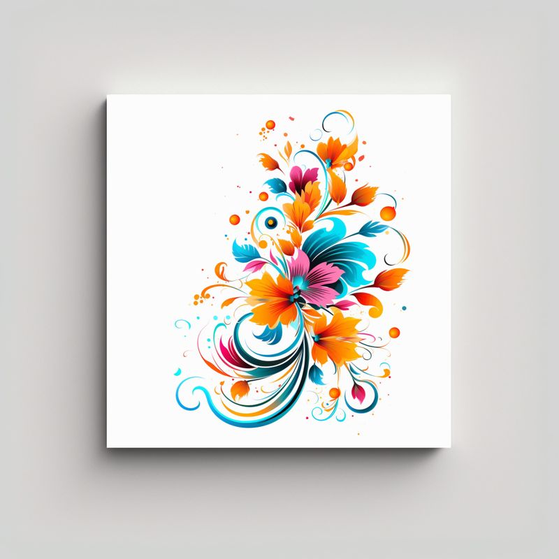 GENERICO - Cuadro Estilo Galería Con Diseño Floral 80x80 Cm