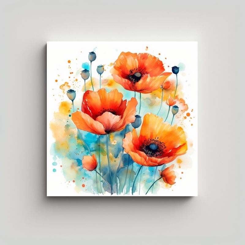 GENERICO - Cuadro Sublimado Exclusivo: Vibrantes Amapolas Al 40x40 Cm