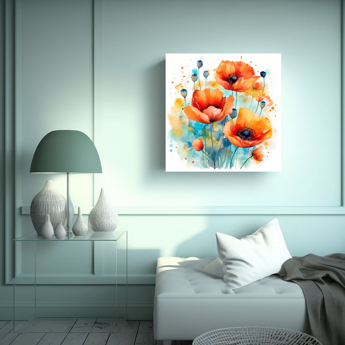 GENERICO - Cuadro Sublimado Exclusivo: Vibrantes Amapolas Al 40x40 Cm.