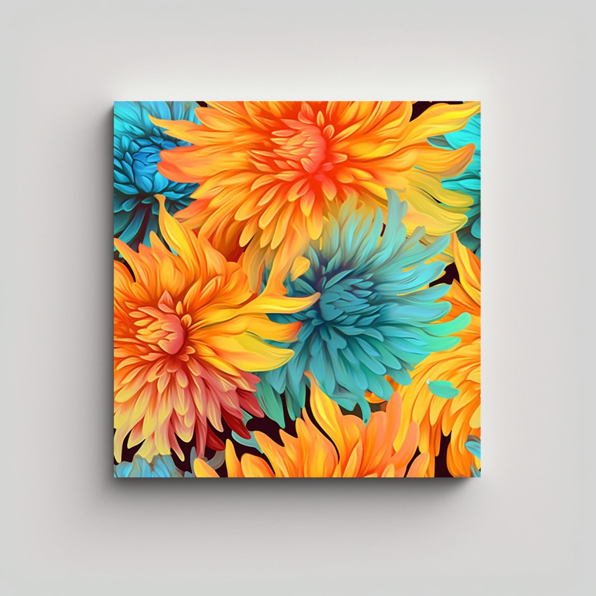 GENERICO - Cuadro Surrealista Moderno De Crisantemo 80x80 Cm