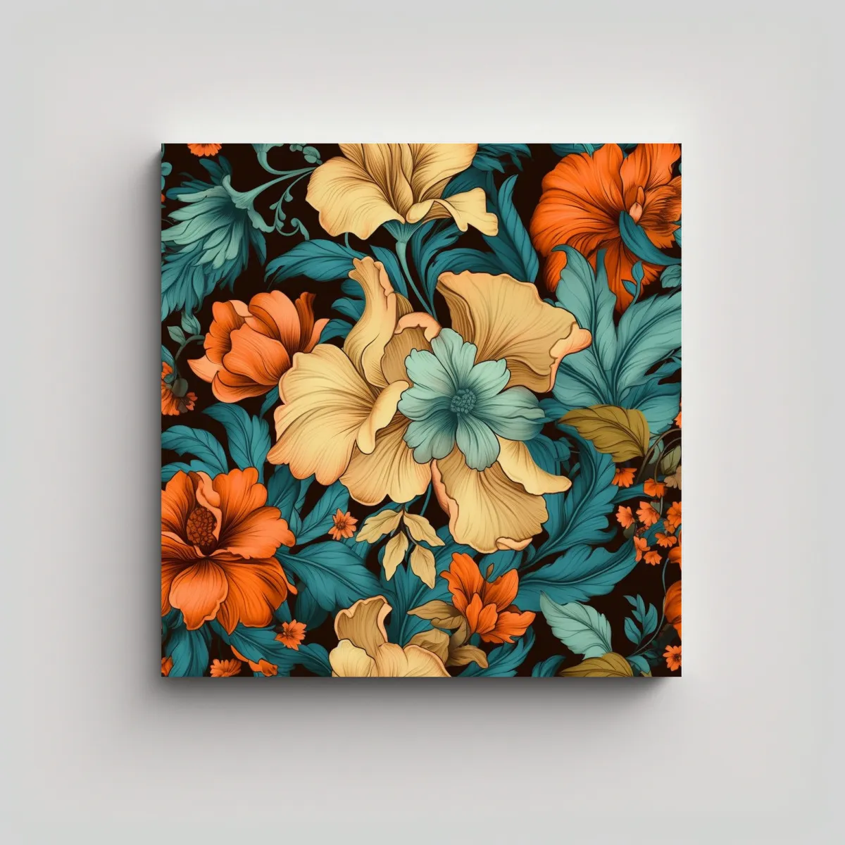 GENERICO - Bastidor Tela Con Patrón Floral Vintage Impacto 80x80 Cm