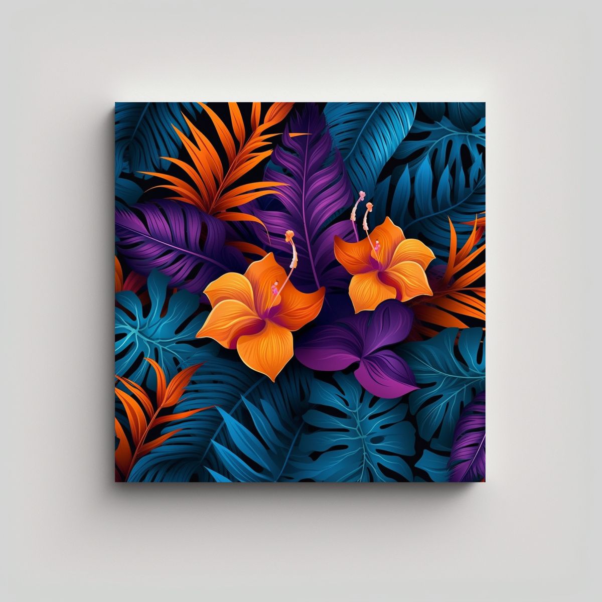 GENERICO - Arte Tropical Vectorial De Hojas Y Flores 80x80 Cm