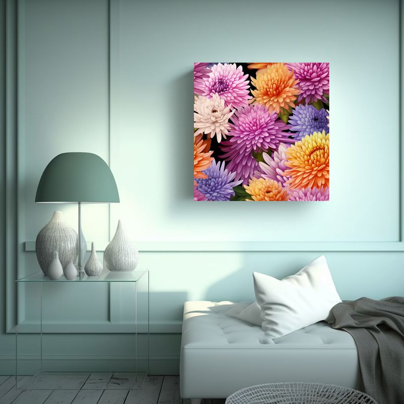 GENERICO - Cuadro De Interiores Cálidos Con Hermosas Flores 70x70 Cm