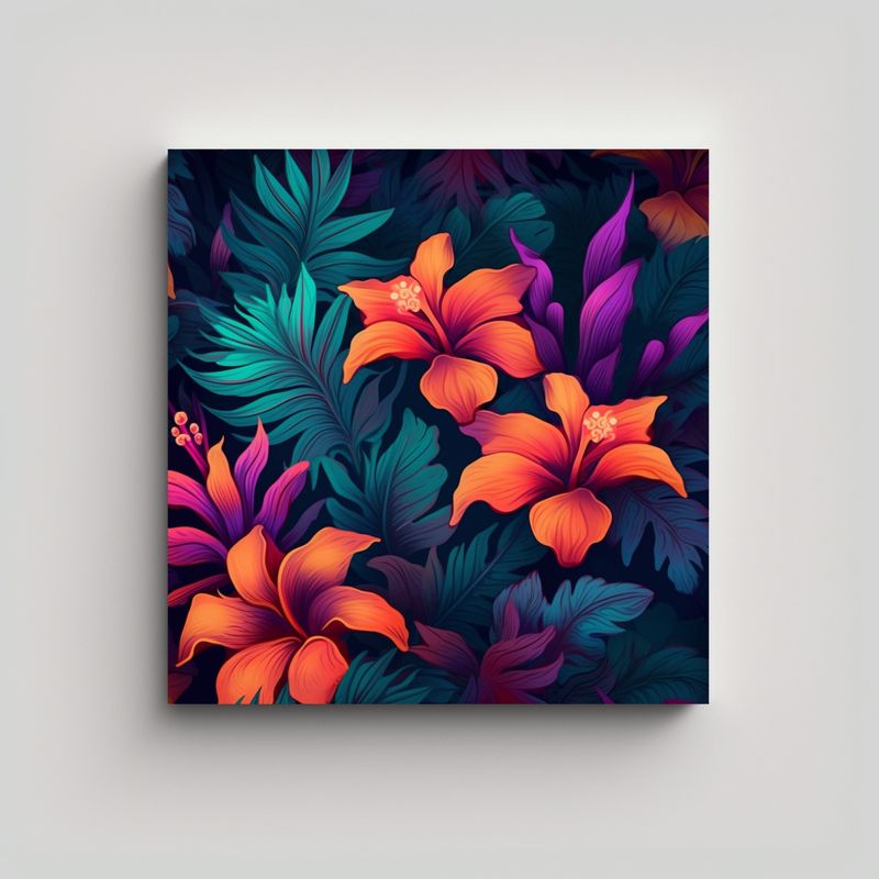GENERICO - Minimalismo Tropical Moderno Tela En Bastidor 50x50 Cm