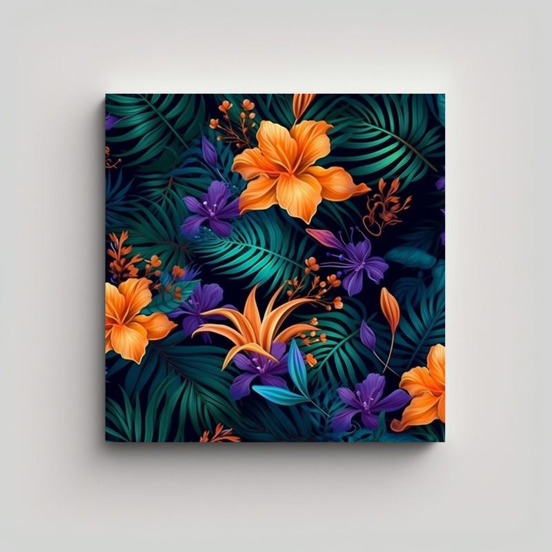 GENERICO - Cuadro Decorativo Tropical Canva Movimiento 60x60 Cm