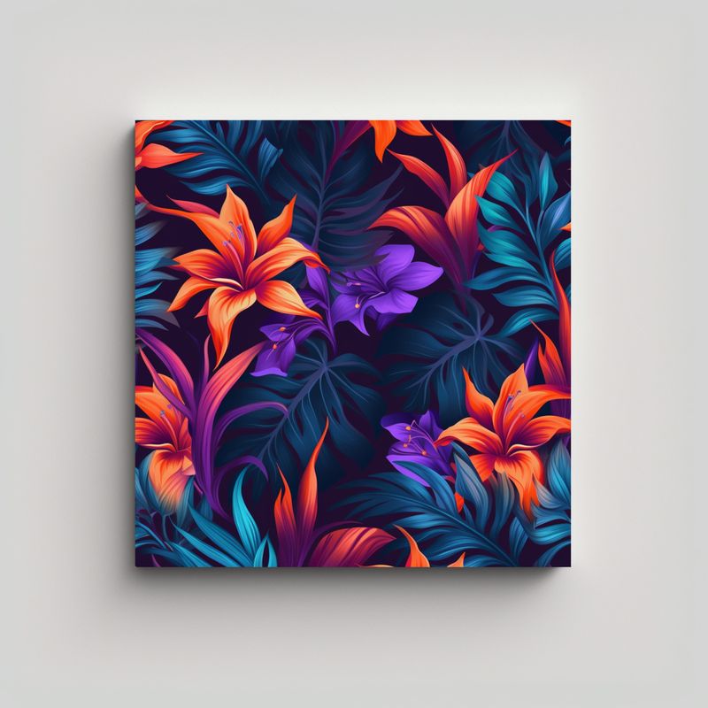 GENERICO - Pintura Sublimada Tropical Lienzo De Tela Azul 80x80 Cm