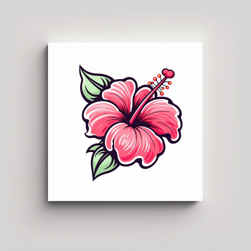 GENERICO - Ilustración De Hibisco Rosa Para Decoración De 80x80 Cm