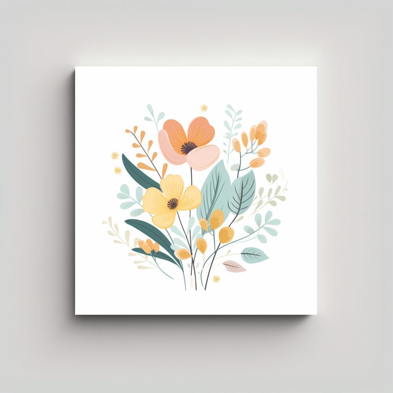 GENERICO - Cuadro Detallado De Flores Silvestres En Tonos 50x50 Cm