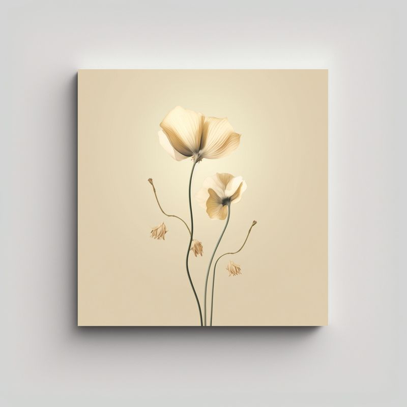 GENERICO - Ilustración Minimalista De Flor De Loto En Tela 50x50 Cm