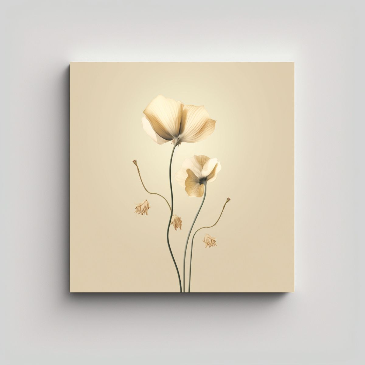 GENERICO - Ilustración Minimalista De Flor De Loto En Tela 30x30 Cm