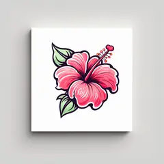 GENERICO - Ilustración De Hibisco Rosa Para Decoración De 50x50 Cm.
