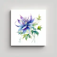 GENERICO - Cuadro Moderno De Flores Acuarela Botánica En 50x50 Cm