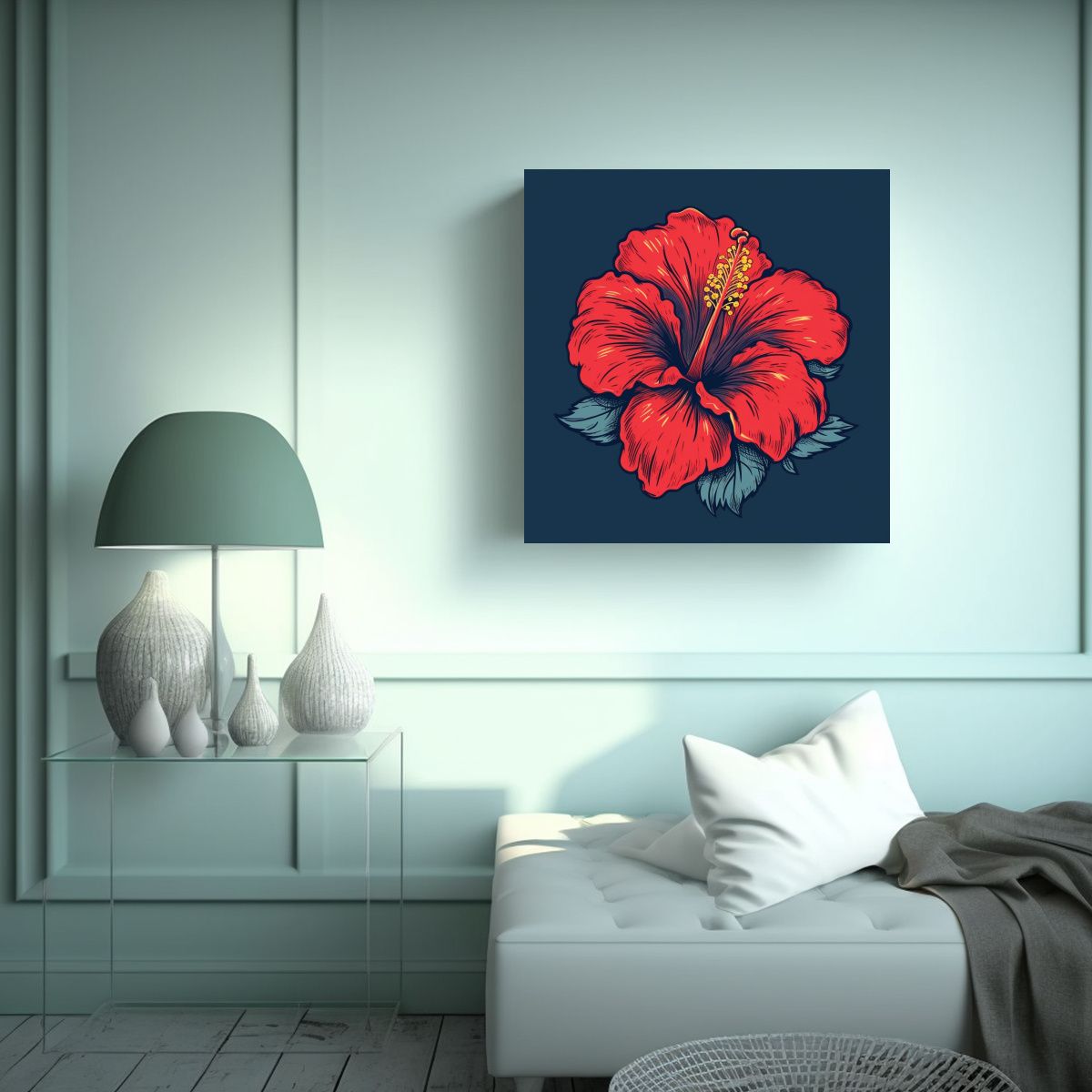 GENERICO - Diseño Minimalista De Lienzo Decorativo Con Flor 30x30 Cm