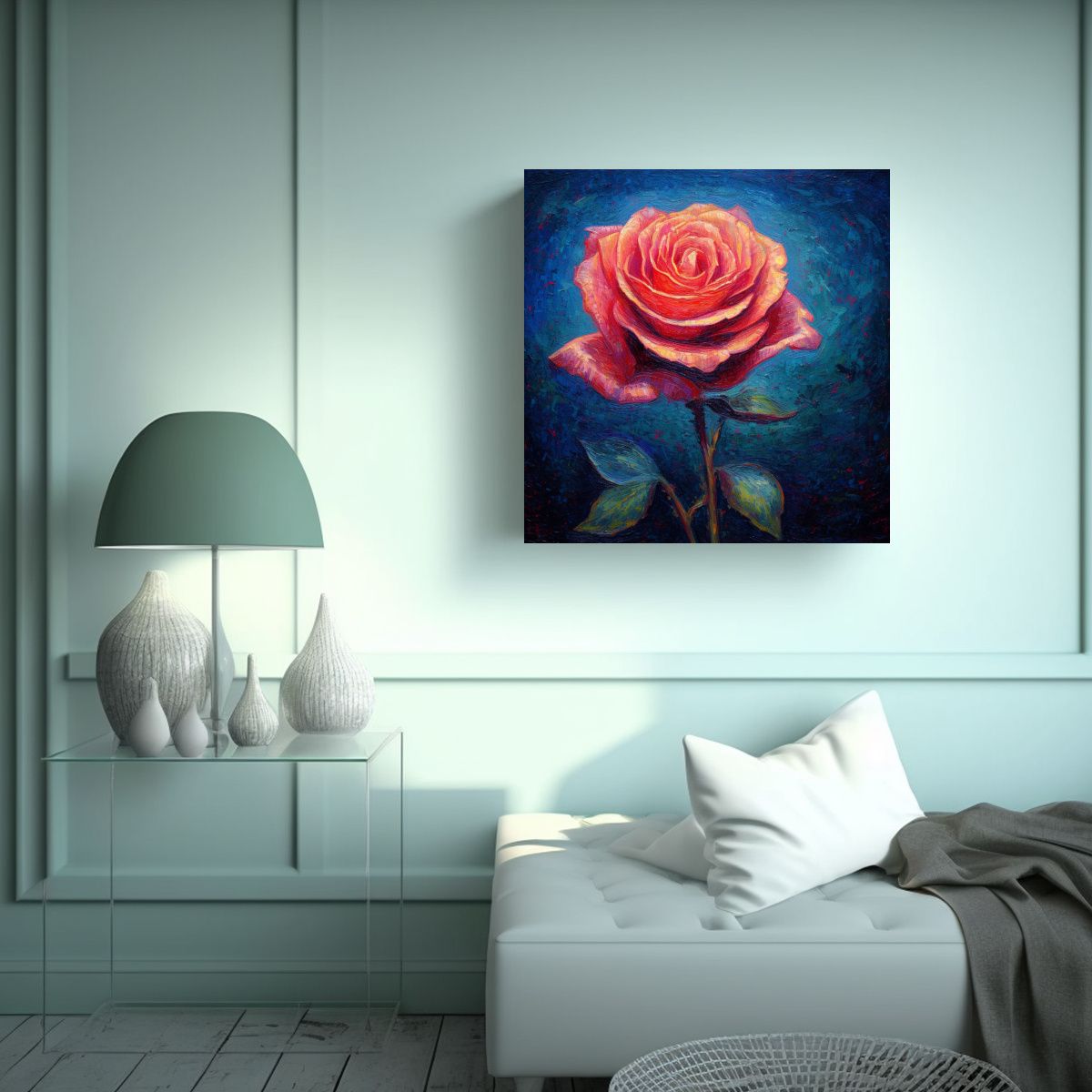 GENERICO - Moderno Lienzo De Tela Expresividad Rosa Pintada 90x90 Cm