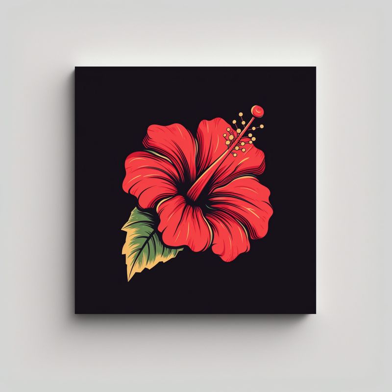 GENERICO - Diseño Minimalista Vintage De Hibisco: Cuadros 60x60 Cm