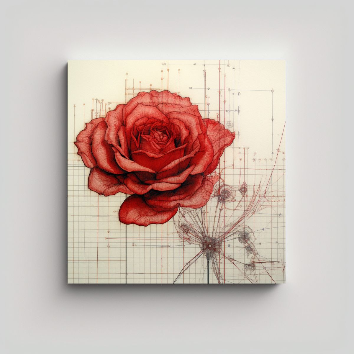 GENERICO - Cuadro Decorativo De Rosa Roja: Detalles 40x40 Cm