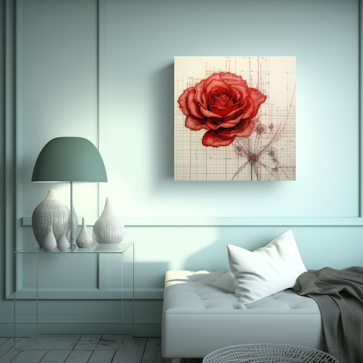 GENERICO - Cuadro Decorativo De Rosa Roja: Detalles 40x40 Cm