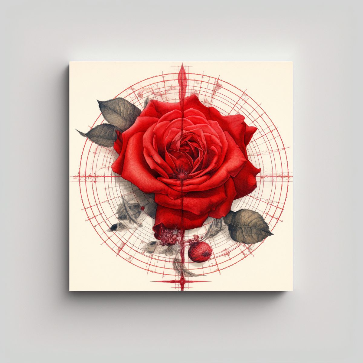 GENERICO - Cuadro Vintage Clásico Con Detalles Técnicos De 70x70 Cm