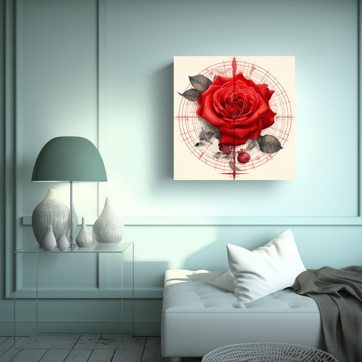 GENERICO - Cuadro Vintage Clásico Con Detalles Técnicos De 50x50 Cm