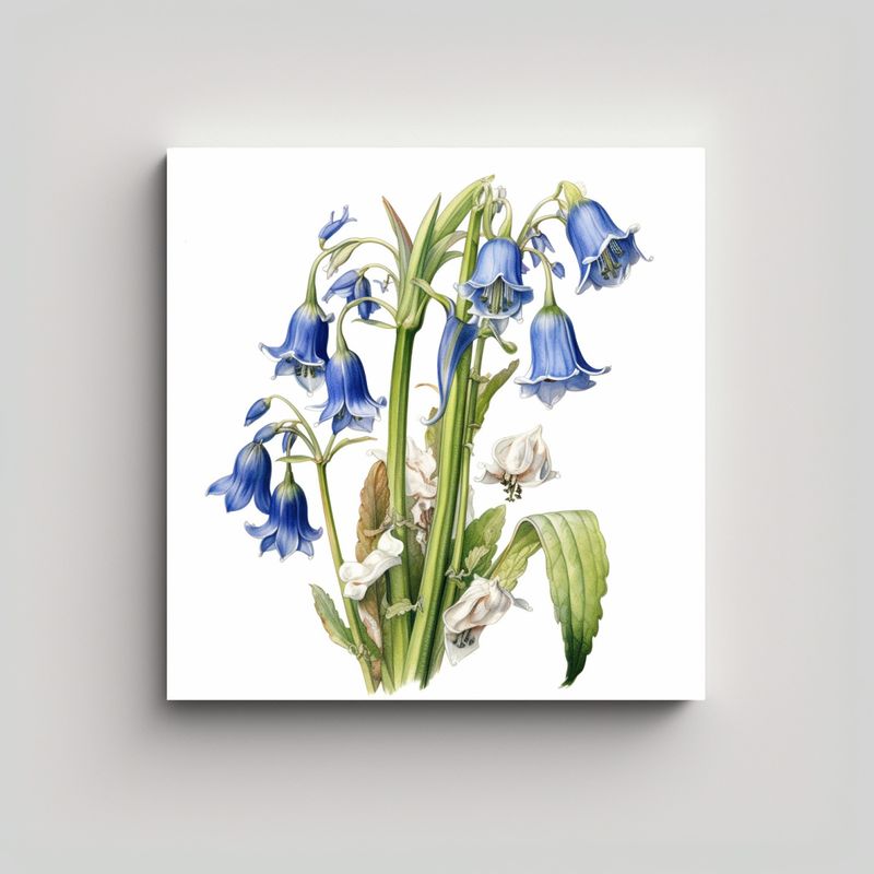 GENERICO - Ilustración Botánica De Bluebell En Lienzo De 50x50 Cm
