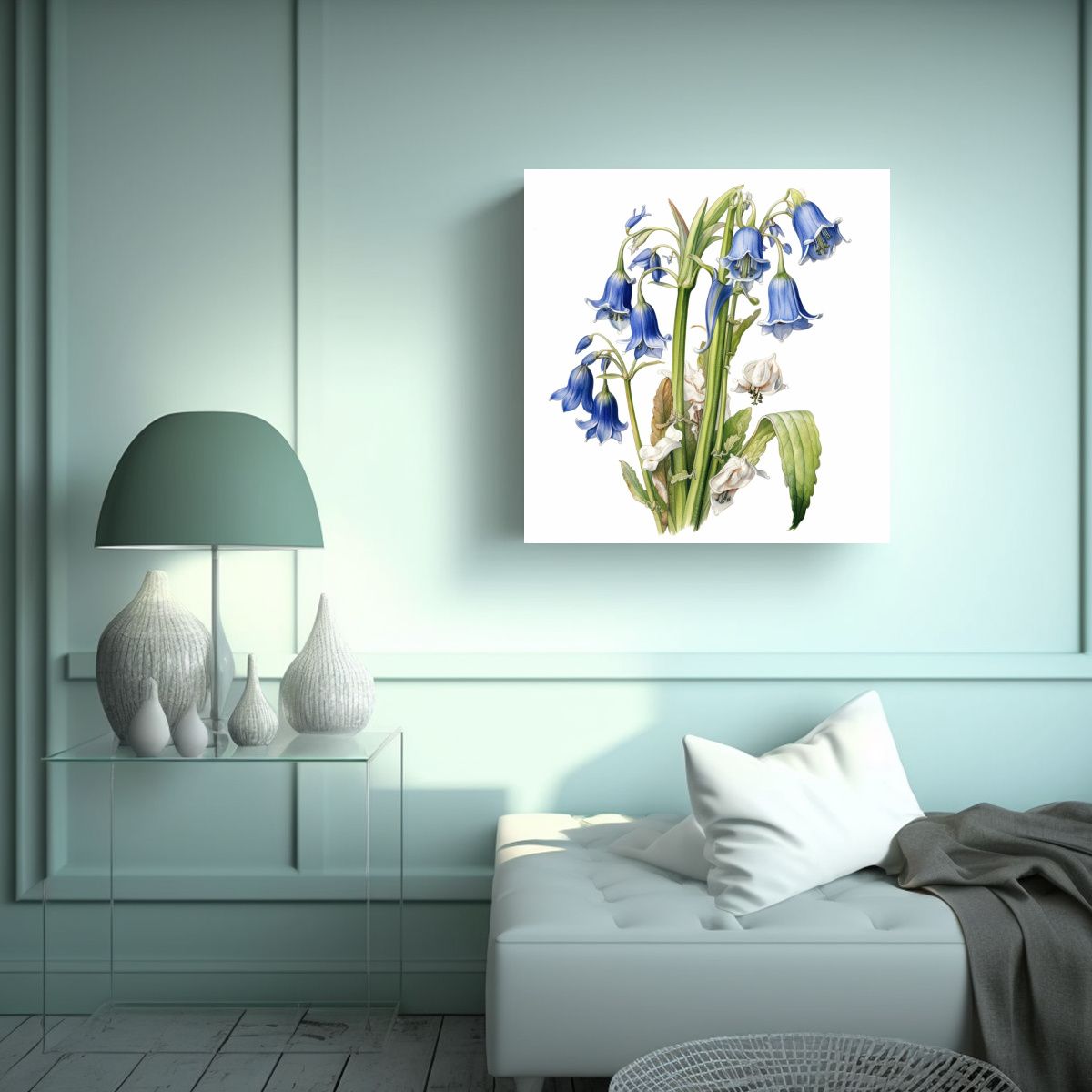 GENERICO - Ilustración Botánica De Bluebell En Lienzo De 50x50 Cm