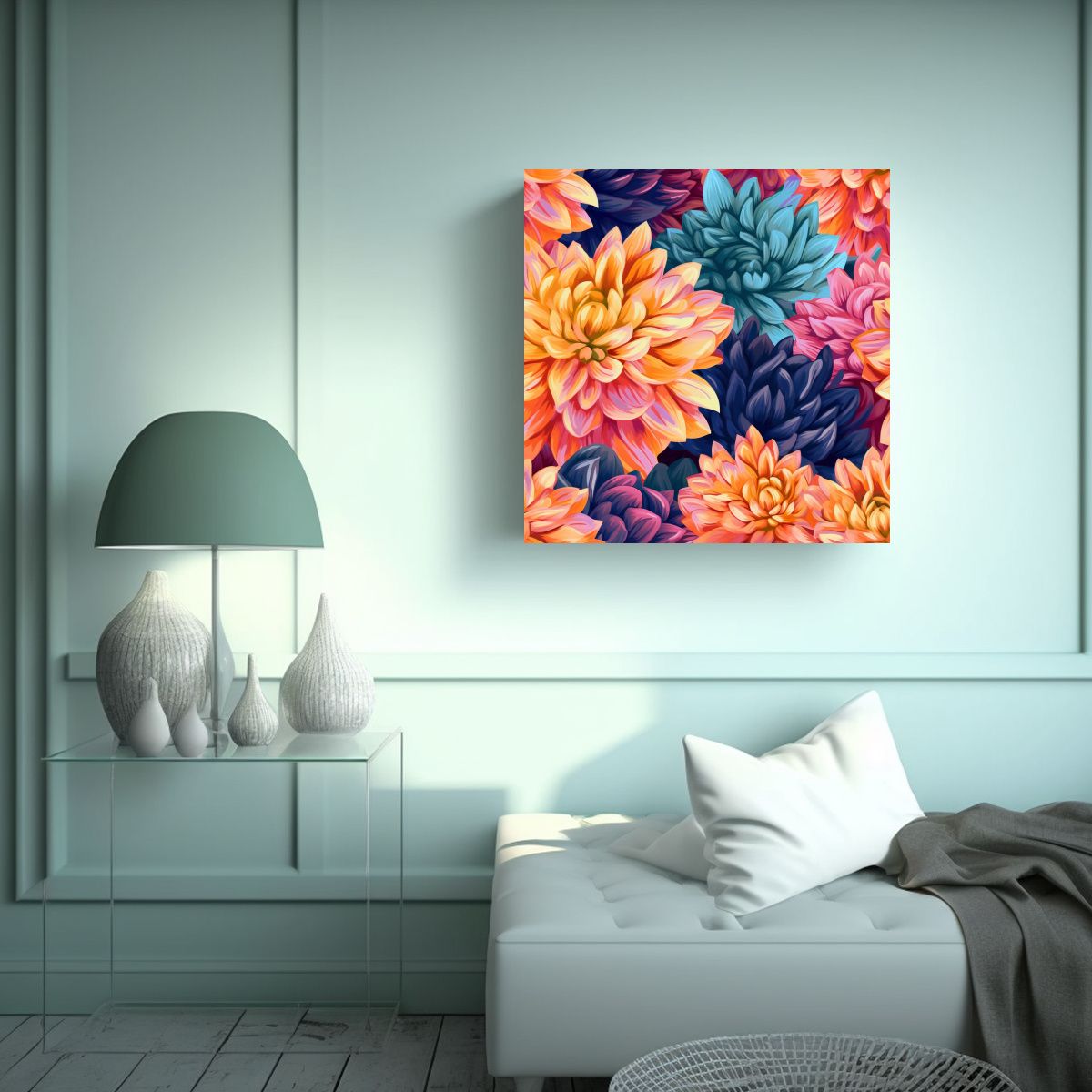 GENERICO - Cuadro Creativo De Armonía En Campos De Dahlia 40x40 Cm