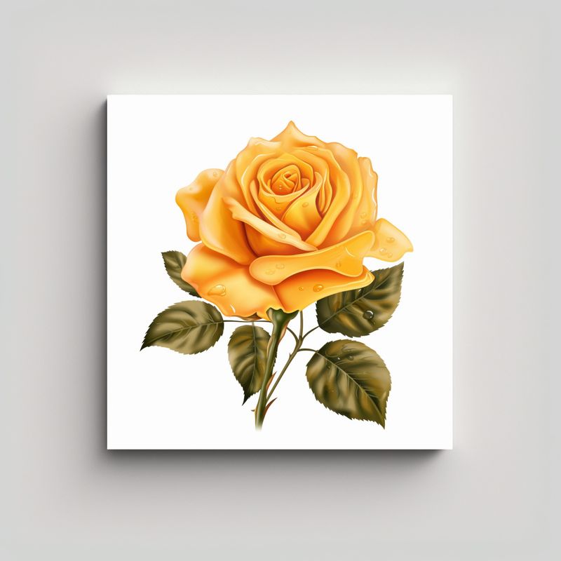 GENERICO - Cuadro Decorativo De Rosa Amarilla En Lienzo - 90x90 Cm