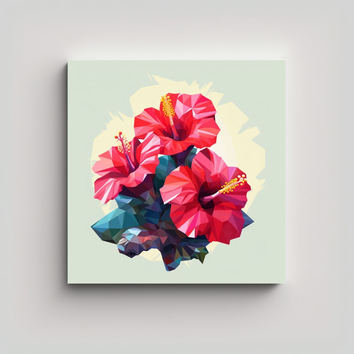 GENERICO - Ilustración Contraste De Hibiscus En Vector Low 40x40 Cm