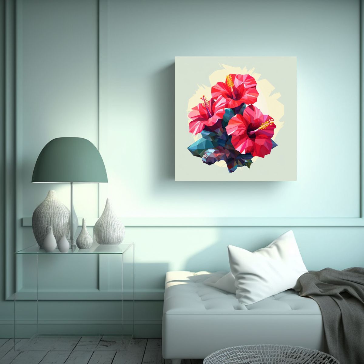 GENERICO - Ilustración Contraste De Hibiscus En Vector Low 40x40 Cm