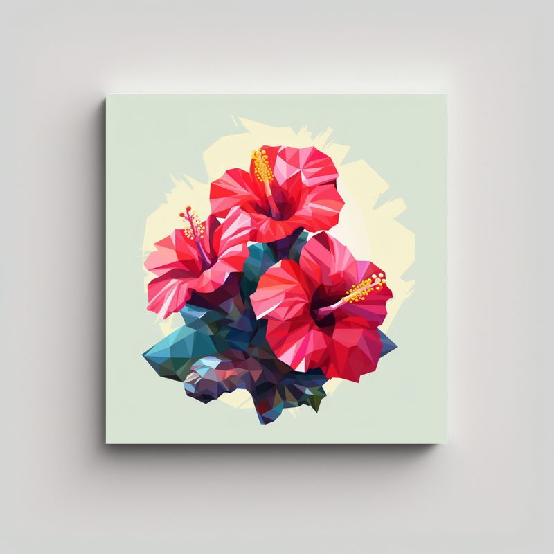 GENERICO - Ilustración Contraste De Hibiscus En Vector Low 30x30 Cm