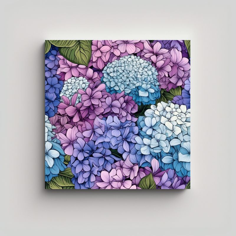 GENERICO - Cuadro Moderno Floral De Hydrangea Detallada En 90x90 Cm