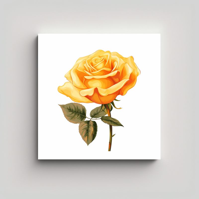 GENERICO - Arte De Pared Único: Rosa Amarilla Vector En 80x80 Cm
