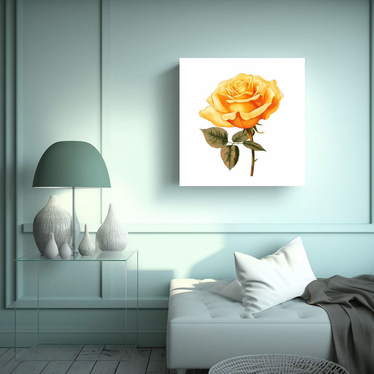 GENERICO - Arte De Pared Único: Rosa Amarilla Vector En 30x30 Cm