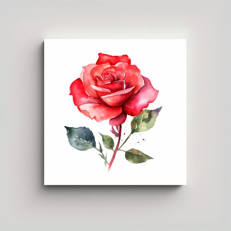 GENERICO - Arte De Pared Minimalista: Rosa Roja Acuarela En 80x80 Cm