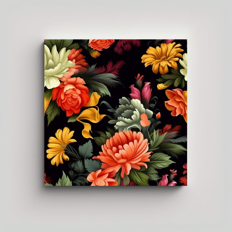 GENERICO - Cuadro Abstracto Exclusivo Con Bouquet Floral 30x30 Cm