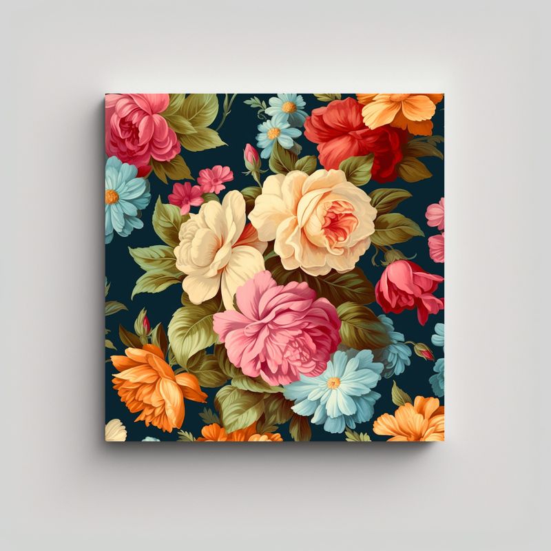 GENERICO - Patrón Floral Estilo Vintage Arte Decorativo 60x60 Cm
