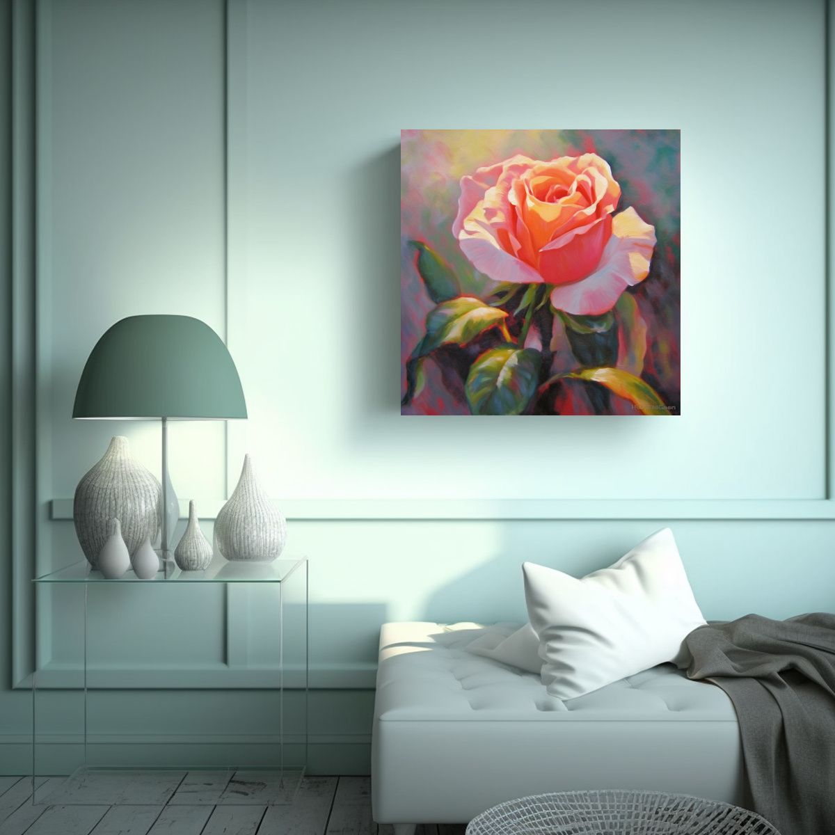 GENERICO - Cuadro Vintage Rosa Decorativo Para Cuarto 50x50 Cm