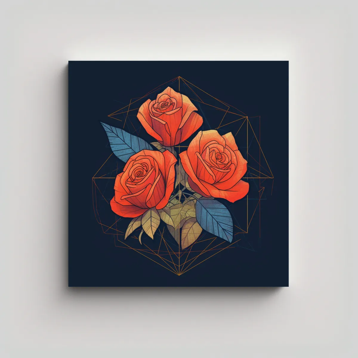 GENERICO - Cuadro Decorativo De Rosas En Líneas Planas Y 60x60 Cm