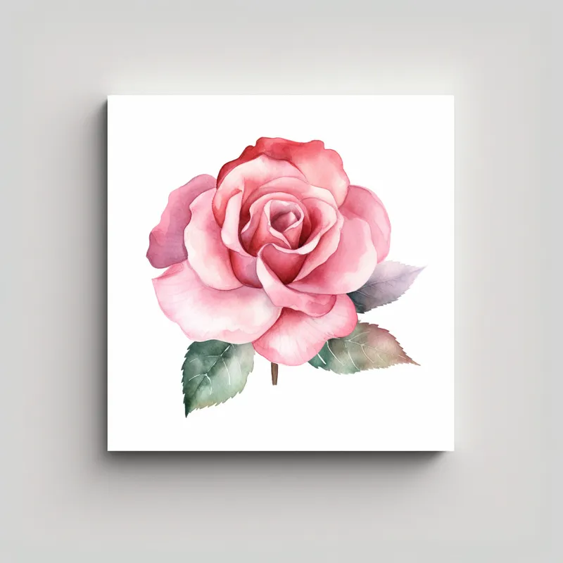 GENERICO - Cuadro Minimalista De Rosa Rosa En Acuarela - 90x90 Cm