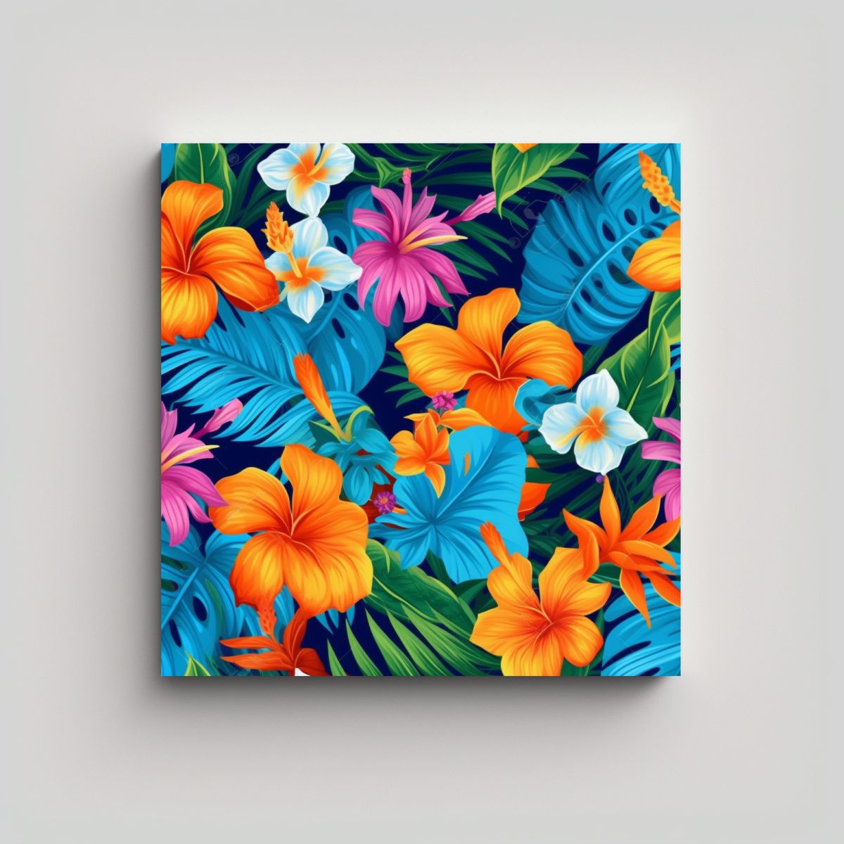 GENERICO - Hermoso Cuadro De Flores Hawaianas En Colores 80x80 Cm
