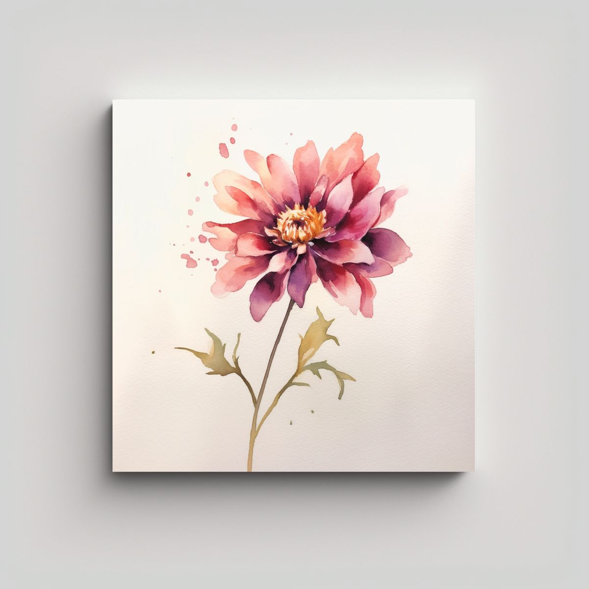 GENERICO - Cuadro Abstracción Interior Con Flores Acuarela 80x80 Cm