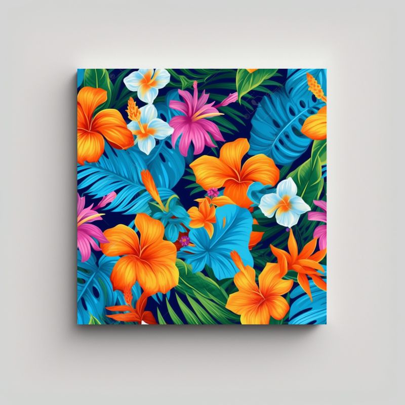 GENERICO - Hermoso Cuadro De Flores Hawaianas En Colores 60x60 Cm
