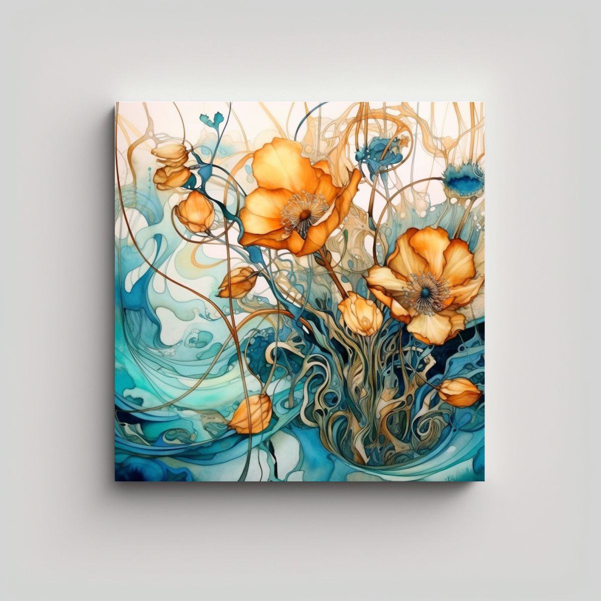 GENERICO - Obra Maestra De Flores Y Colores Al Estilo L: 80x80 Cm