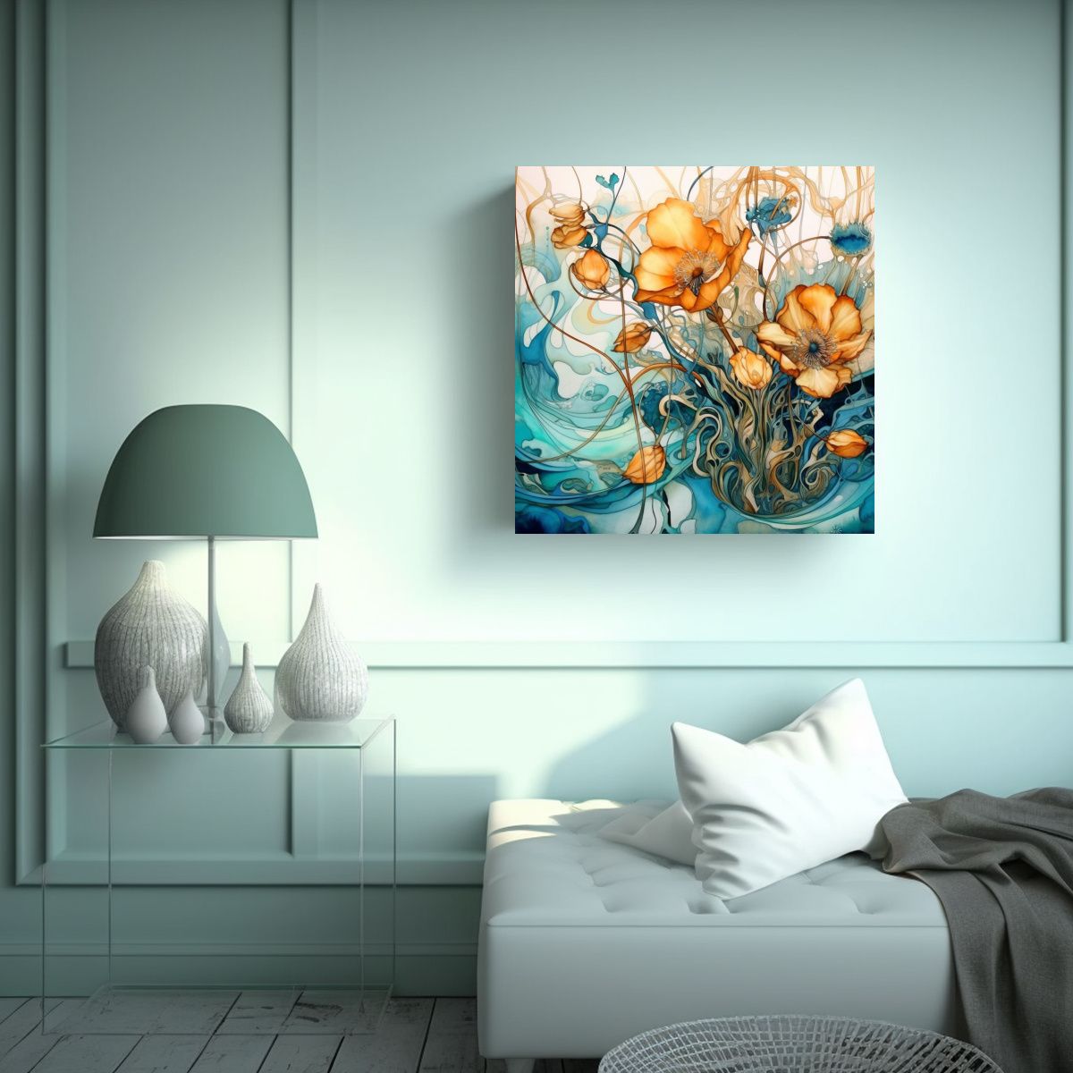 GENERICO - Obra Maestra De Flores Y Colores Al Estilo L: 80x80 Cm