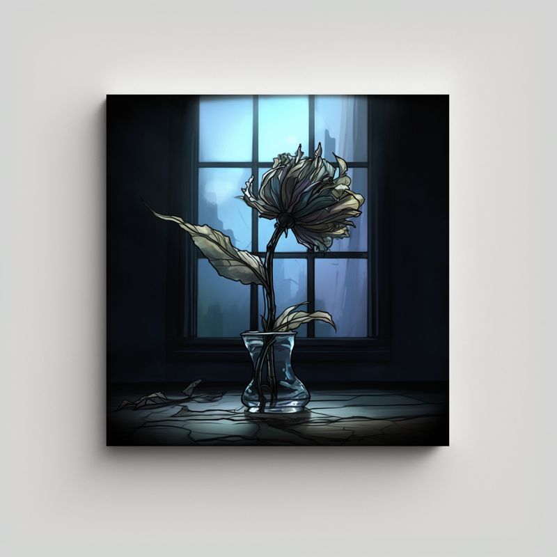 GENERICO - Cuadro Decorativo De Oficina: Flor Marchita Y 60x60 Cm