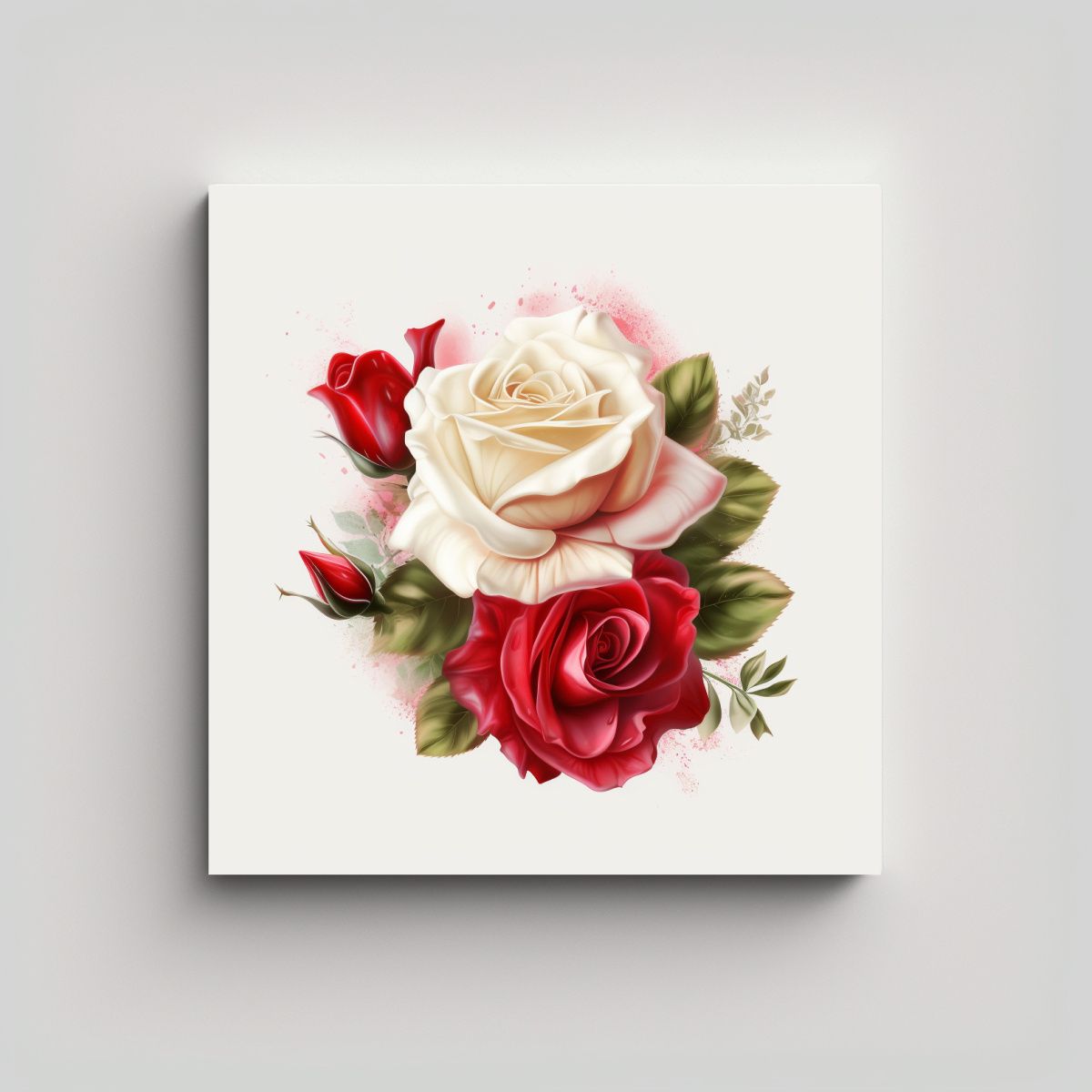 GENERICO - Cuadro Moderno Intensidad Con Rosa Roja Y Blanca 30x30 Cm