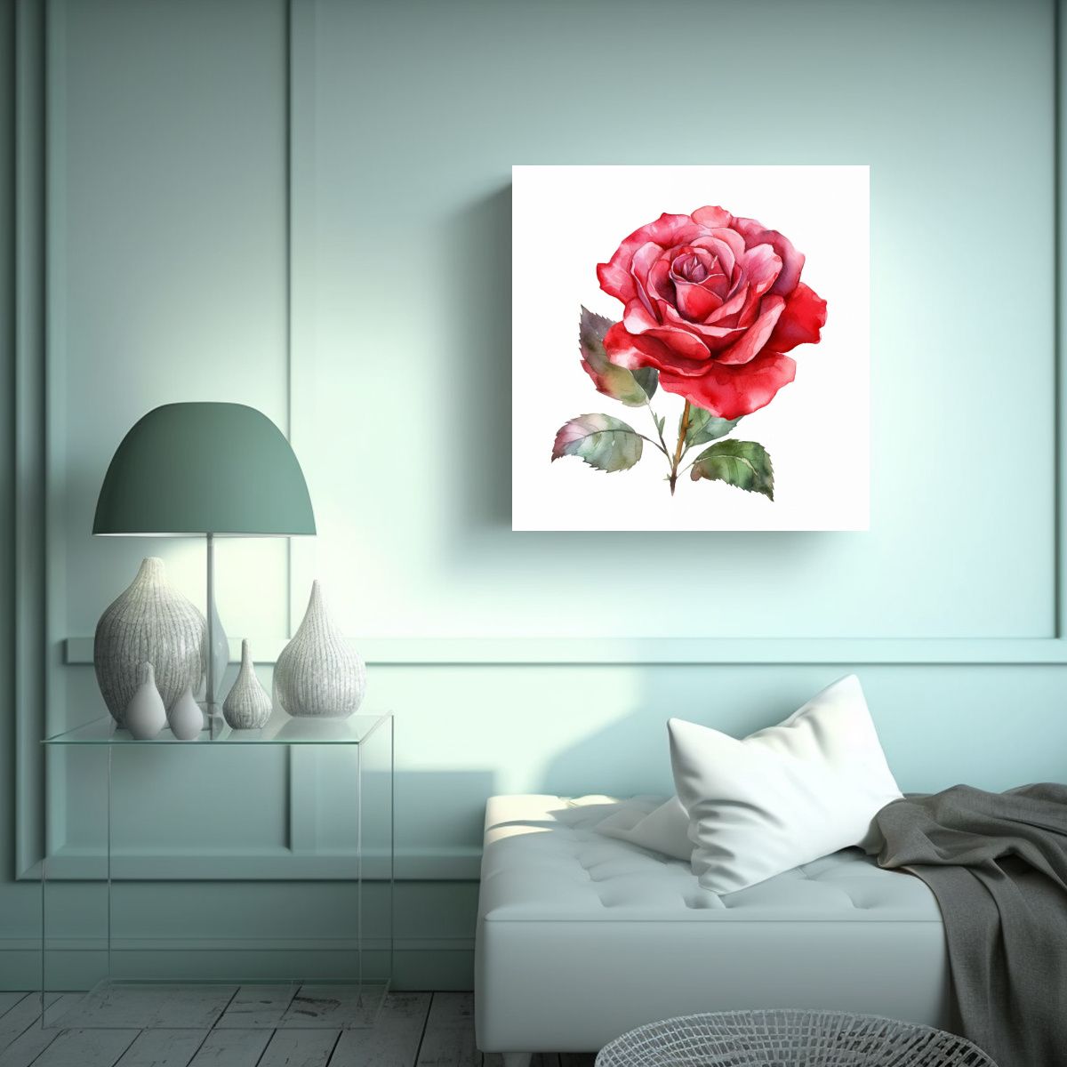GENERICO - Patrón Intenso De Rosa Roja En Lienzo: Clipart 60x60 Cm