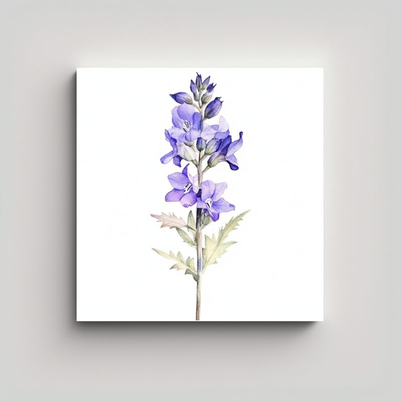 GENERICO - Flor De Espuela De Galán Acuarela Blanco 70x70 Cm