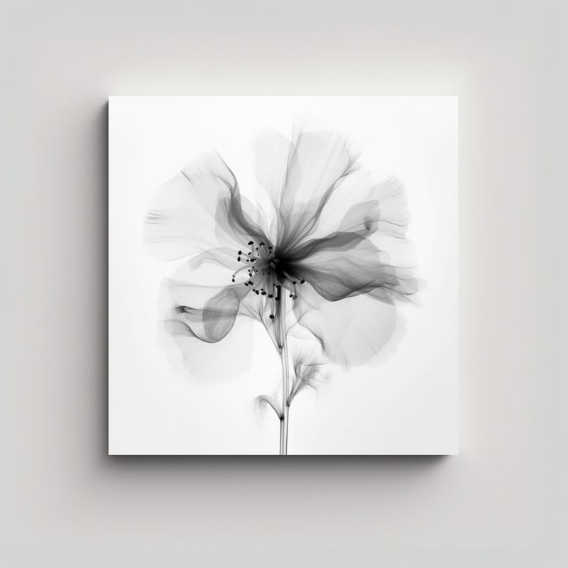 GENERICO - Lienzo Decorativo De Flores En Rayos-X Blanco Y 70x70 Cm
